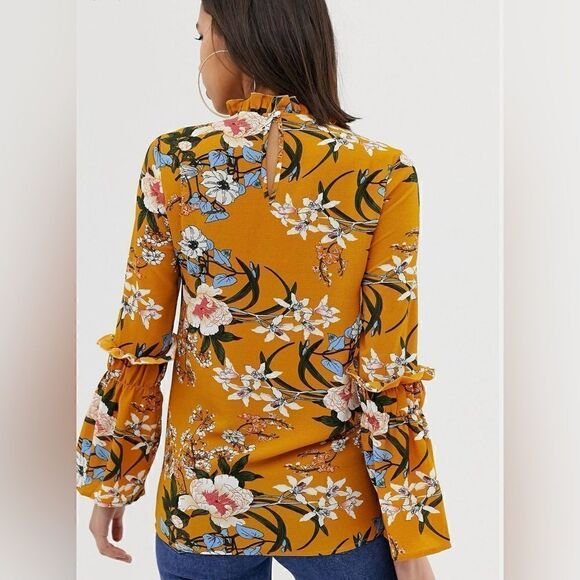 EUC AX Paris Long Sleeve Floral Blouse - Picture 2 of 4